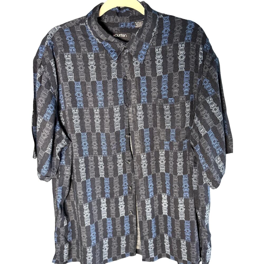 PURITAN XL MENS HAWAIIAN BUTTON UP BLUE SHIRT